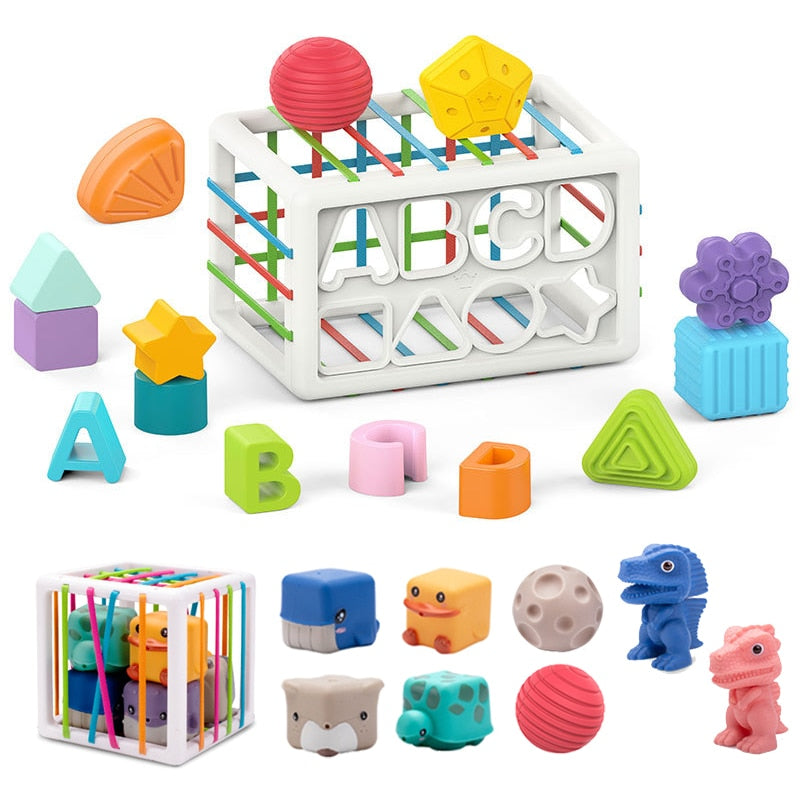 Shape Sorting Cube Toy With Elastic Bands