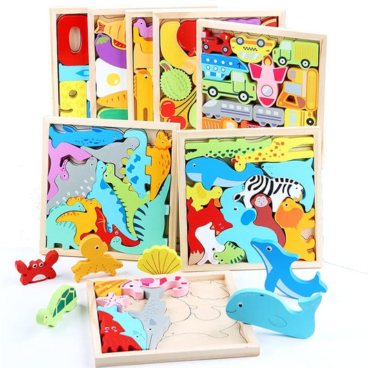 Baby Montessori Wooden Jigsaw 3D Puzzle