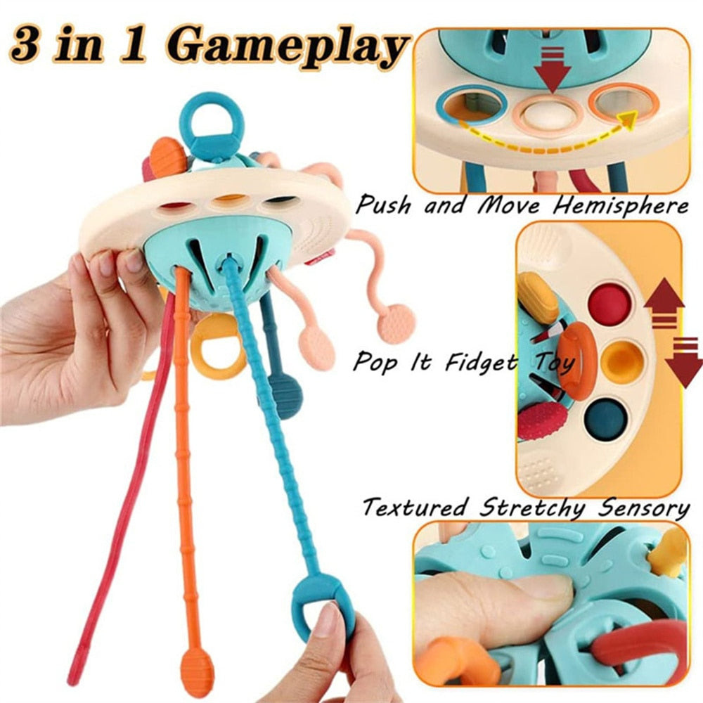 Pull String Developmental Sensory UFO Toy - 3 in 1