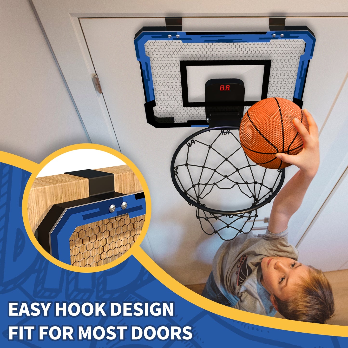 Wall Foldable Basketball Hoop With Balls for Outdoors or Indoors