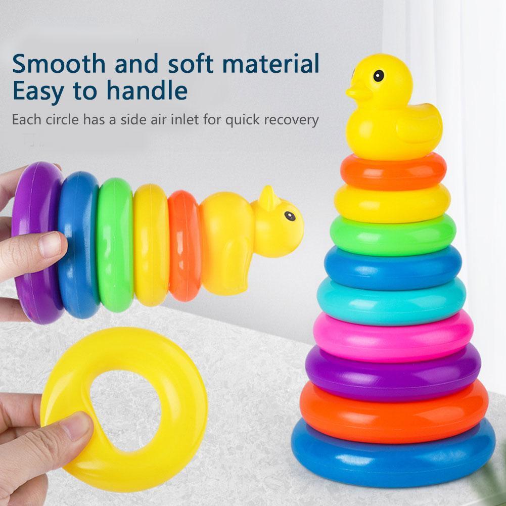 Little Yellow Duck Rainbow Tower Stacking Montessori Toy