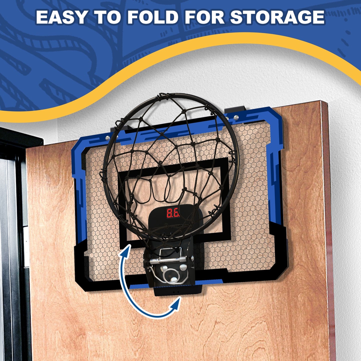 Wall Foldable Basketball Hoop With Balls for Outdoors or Indoors