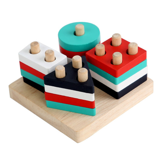 Shape Matching and Stacking Wooden Educational Toy for Kids