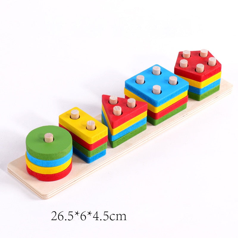 Shape Matching and Stacking Wooden Educational Toy for Kids