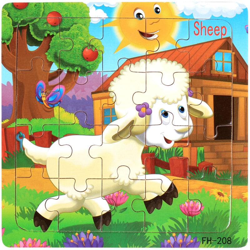 20-Piece Wooden Animal Puzzle for Kids