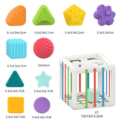 Shape Sorting Cube Toy With Elastic Bands