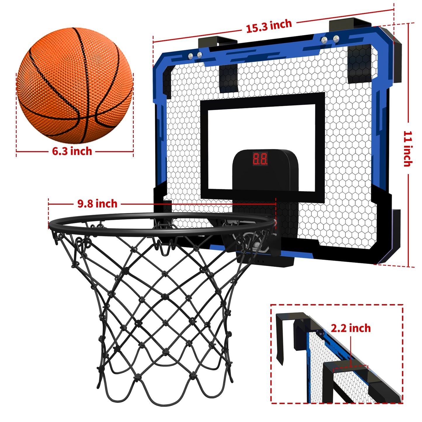 Wall Foldable Basketball Hoop With Balls for Outdoors or Indoors