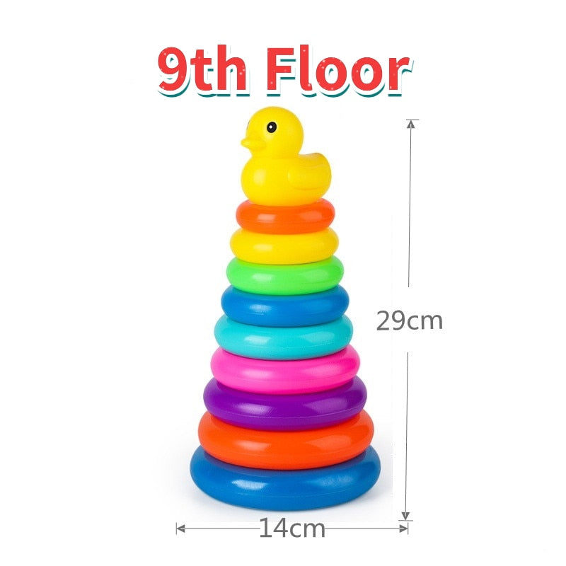 Little Yellow Duck Rainbow Tower Stacking Montessori Toy