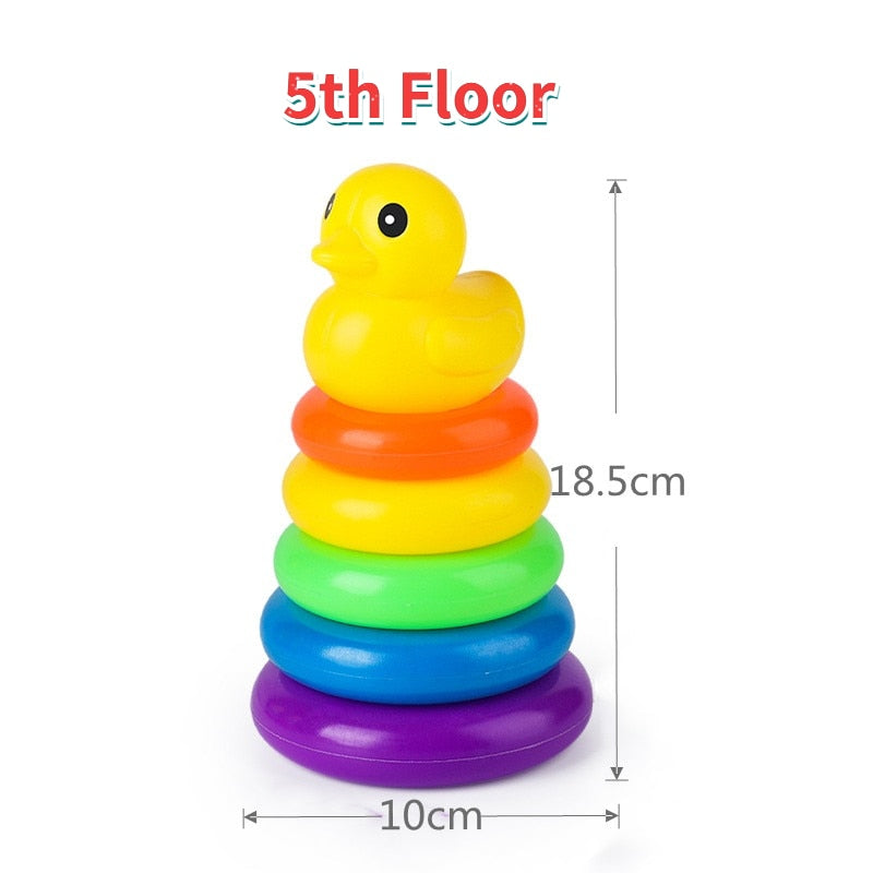 Little Yellow Duck Rainbow Tower Stacking Montessori Toy