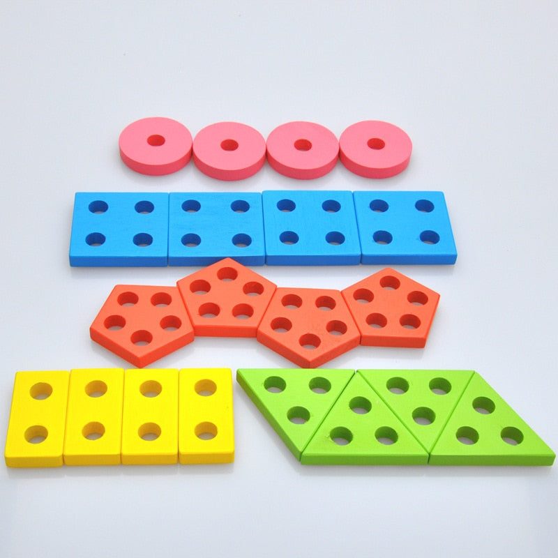 Shape Matching and Stacking Wooden Educational Toy for Kids