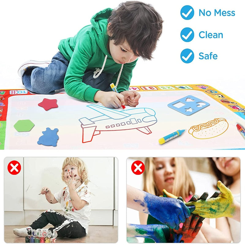 Water Drawing Mat with Magic Pens for Kids